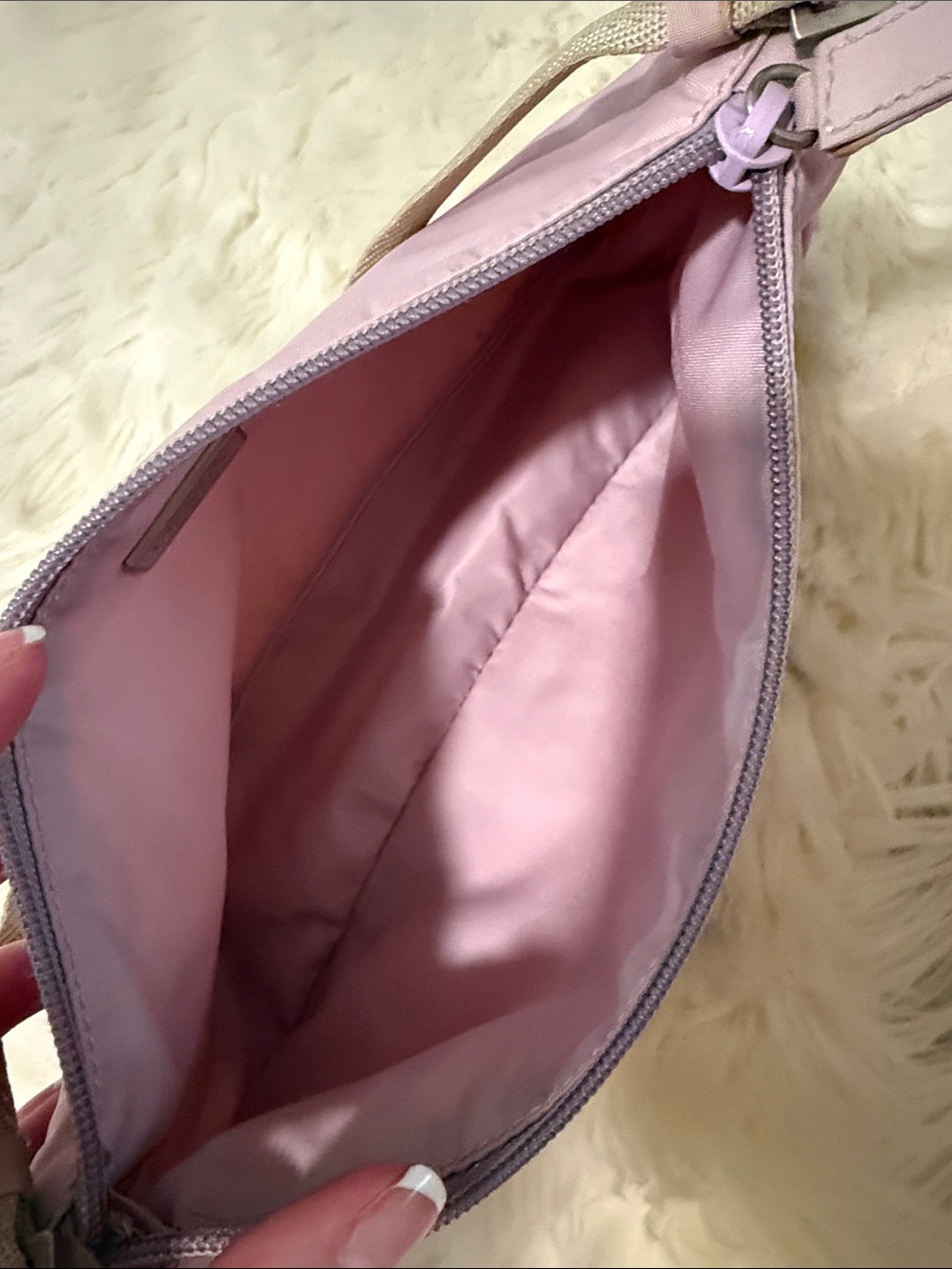Prada Lilac Nylon Shoulder Baguette Bag - Picture 3 of 12